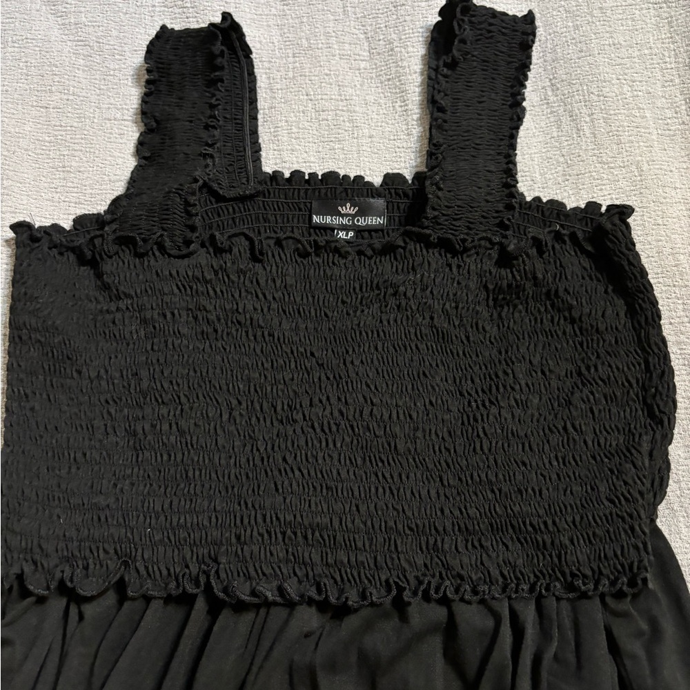Nursing Queen Black Smocked dress